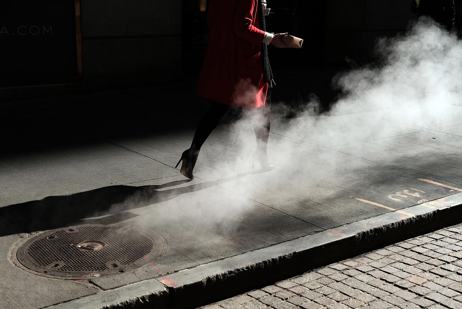 Red Coat and Steam fine art photography