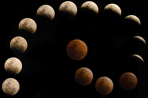 Time lapse of lunar eclipse fine art photography