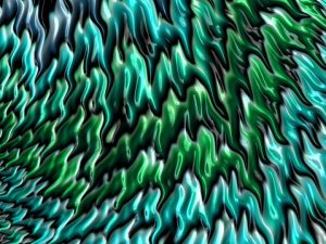 Abstract Dynamic Blue Green Rippled Water Waves Flowing on Black Background