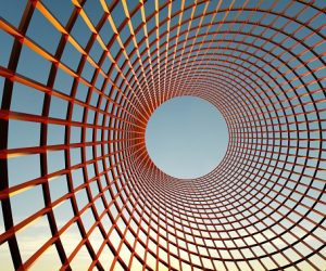 Cylindrical structure opening onto sky
