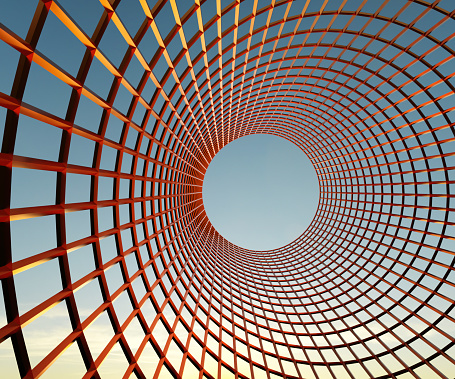 Cylindrical structure opening onto sky fine art photography