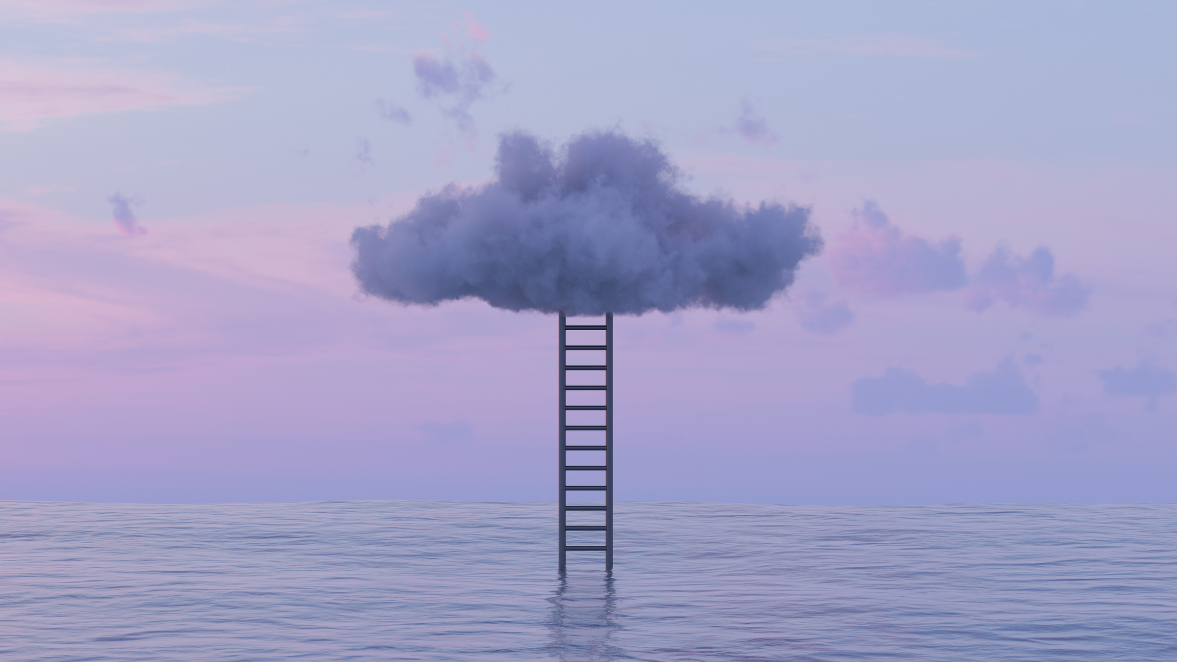 Stairs to the clouds, Ladder of Success Concept fine art photography